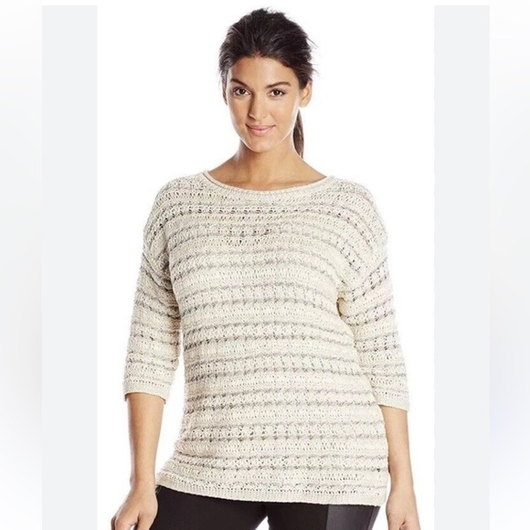Lucky Brand Sweaters - Lucky Brand Women's 3/4 Sleeve Metallic Knit Pullover Sweater, XL